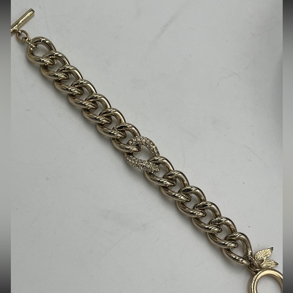 Victoria Secret Chunky Chain Bracelet Angel Wings Pave Crystals Gold Tone - Picture 14 of 14